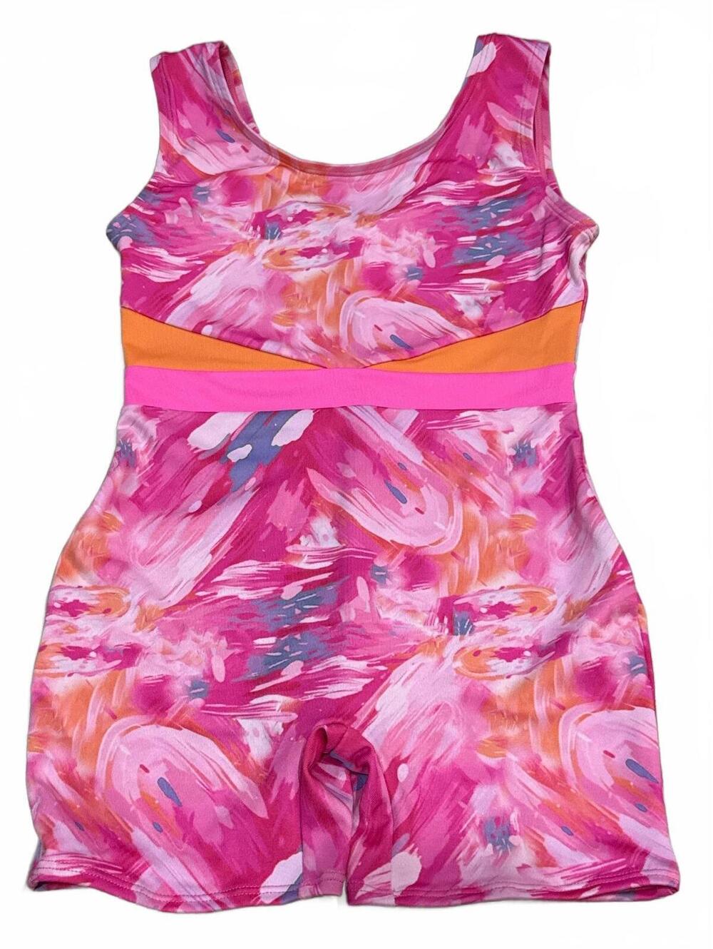 Cat & Jack Girls Gymnastics Biketard Unitard Pink Floral Size S 6/7